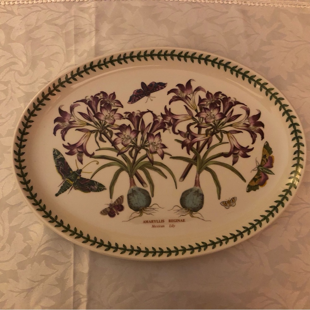 RARE Portmeirion Botanic Garden MEXICAN LILY Amaryllis Reginae Oval Platter